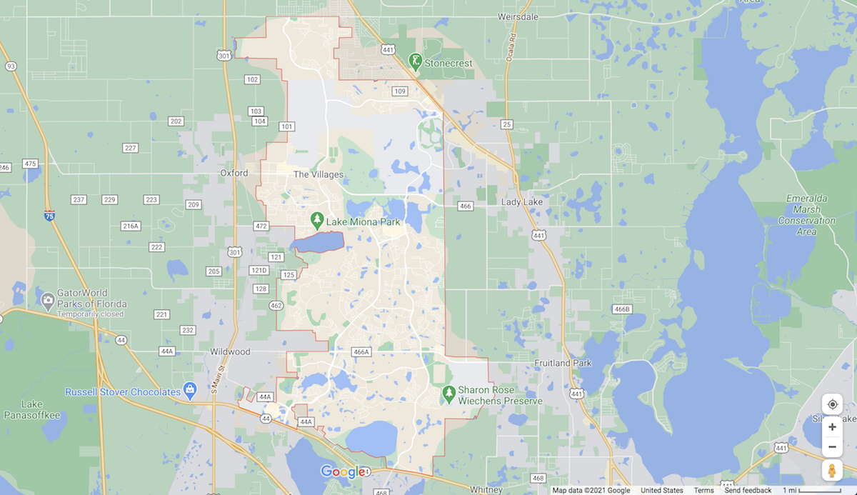 a map of the villages, fl