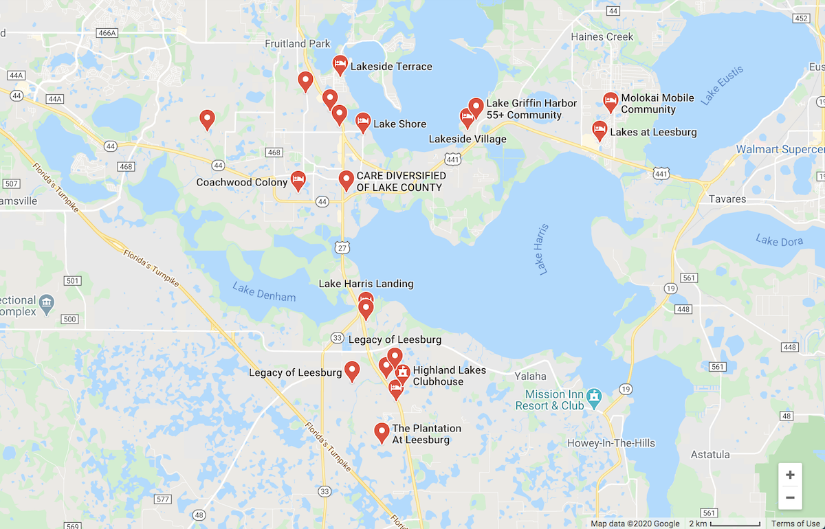 top 55+ communities in leesburg, florida _map