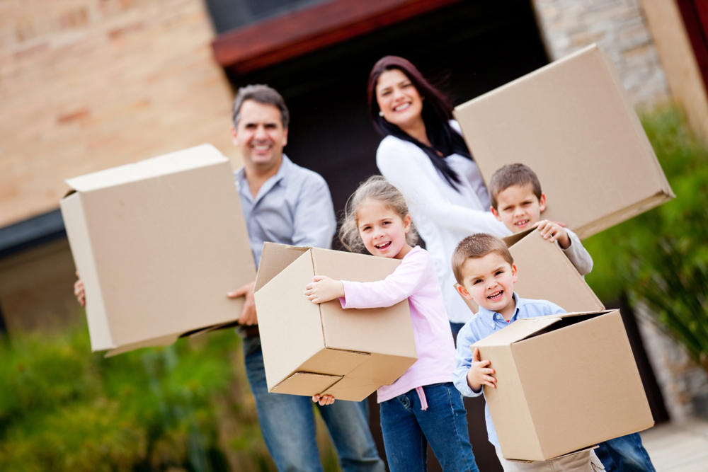 Happy family moving after successful short sale